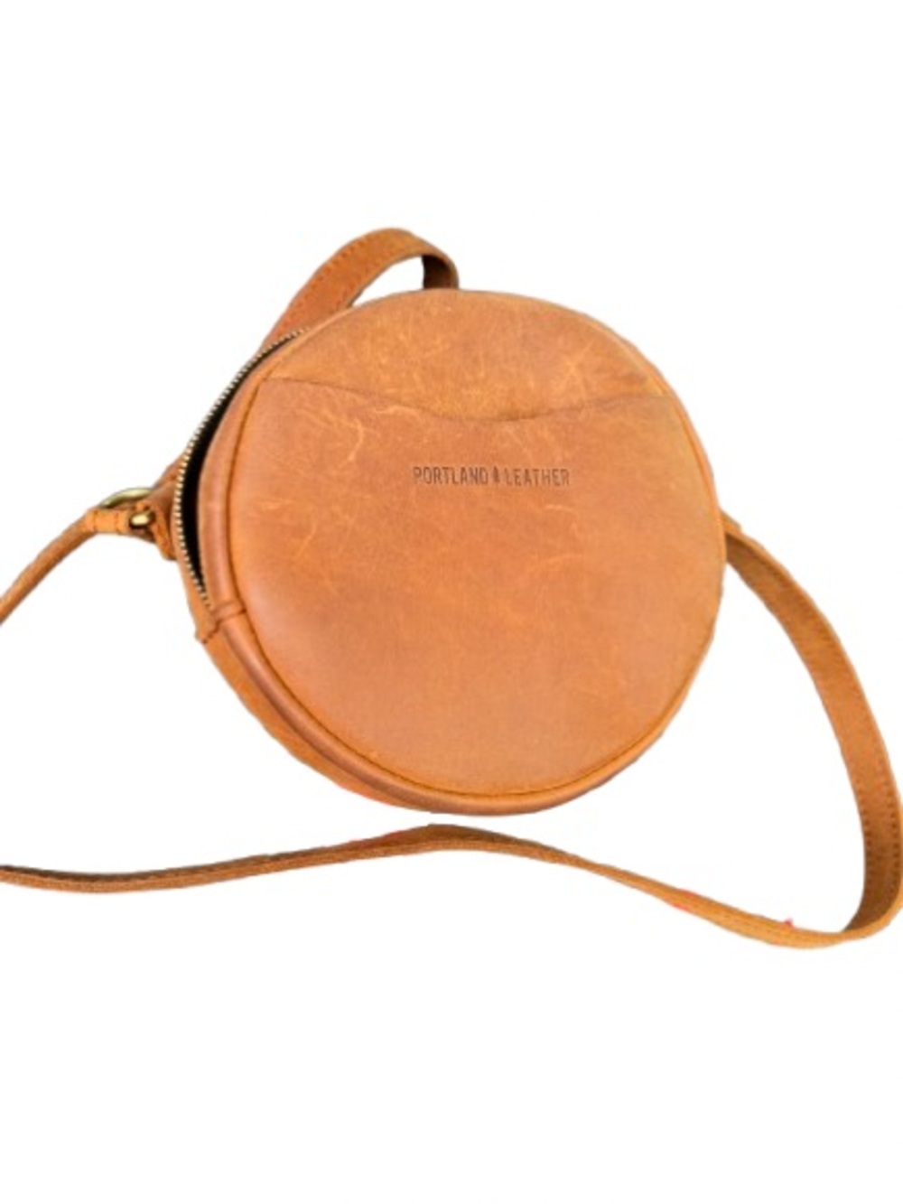 Portland Leather Tan Round Crossbody Bag